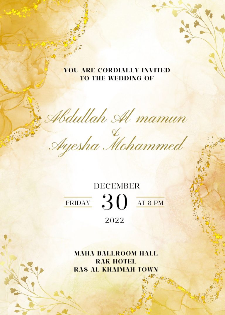 Wedding invitation Ayesha and Abdullah